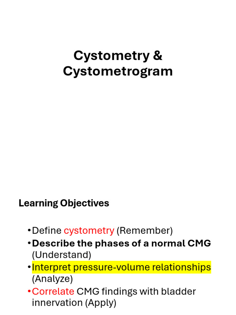 Cystometry Class Notes | PDF | Urinary Incontinence | Urination