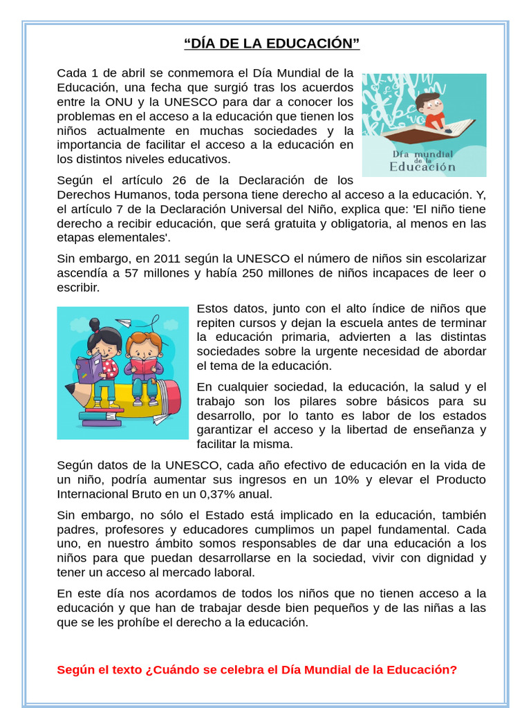 i Unid - Comunicación - Ficha - Dia de La Educacion | PDF | Educación ...