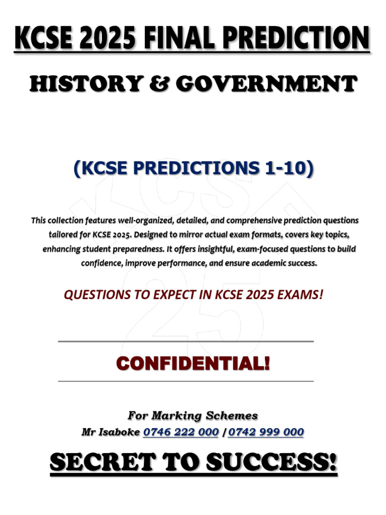 Kcse 2025 History Final Prediction | PDF | Kenya