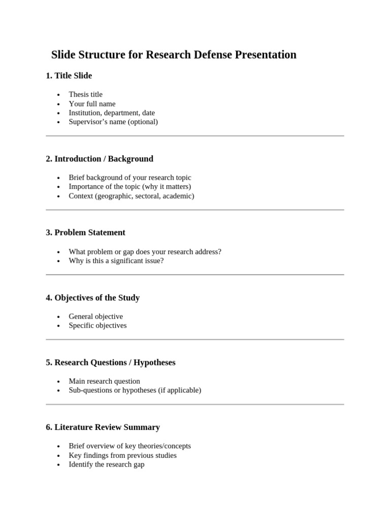 ? Slide Structure for Research Defense Presentation | PDF