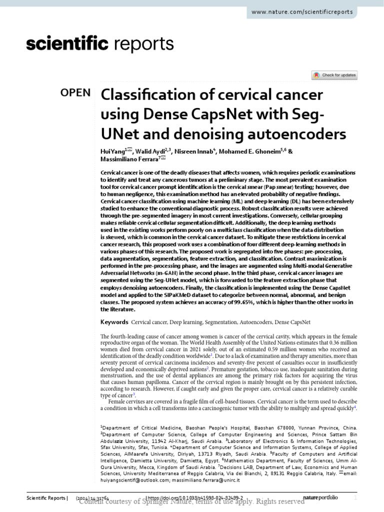 Classification of Cervical Cancer Using Dense Caps | PDF | Deep ...