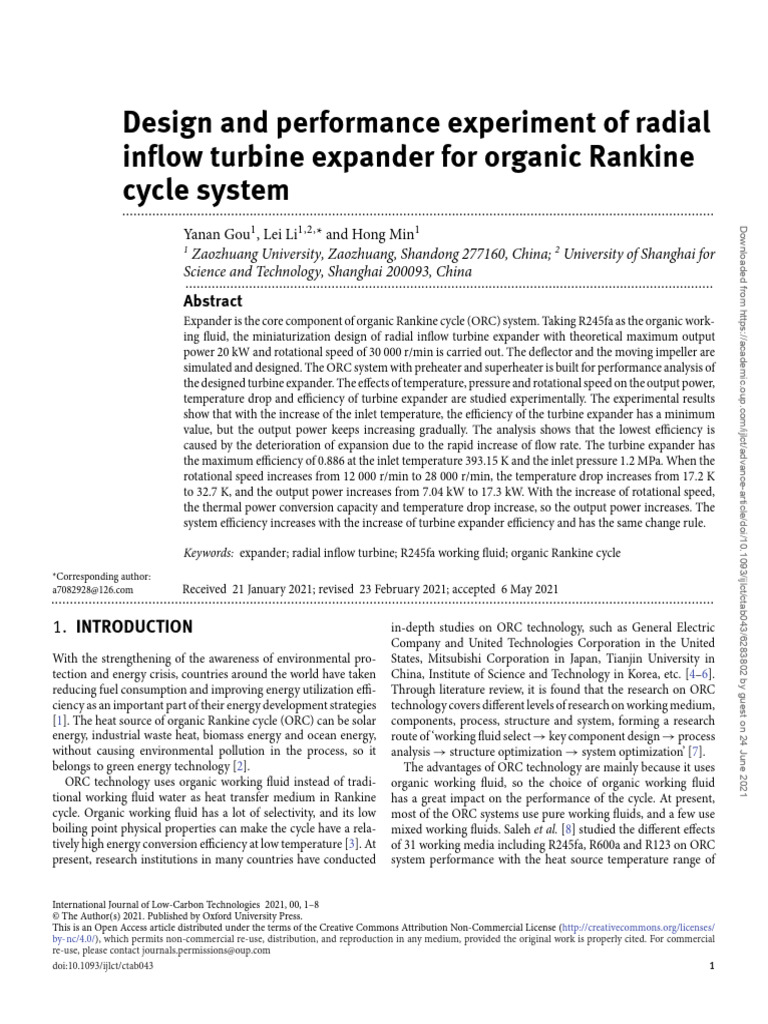 Design and Performance Experiment of Radial Inflow | PDF | Turbine ...
