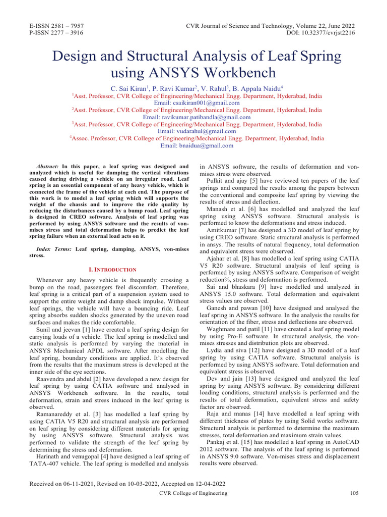 DesignandStructuralAnalysisofLeafSpringusingANSYSWorkbench | PDF ...