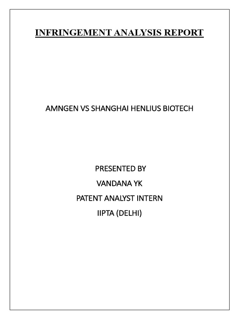 Infringement Analysis Report | PDF | Patent | Patent Infringement