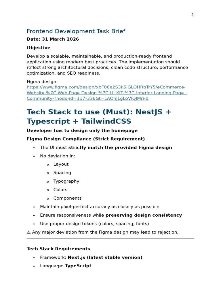 Frontend Development Task Brief | PDF | Computing | Software Engineering