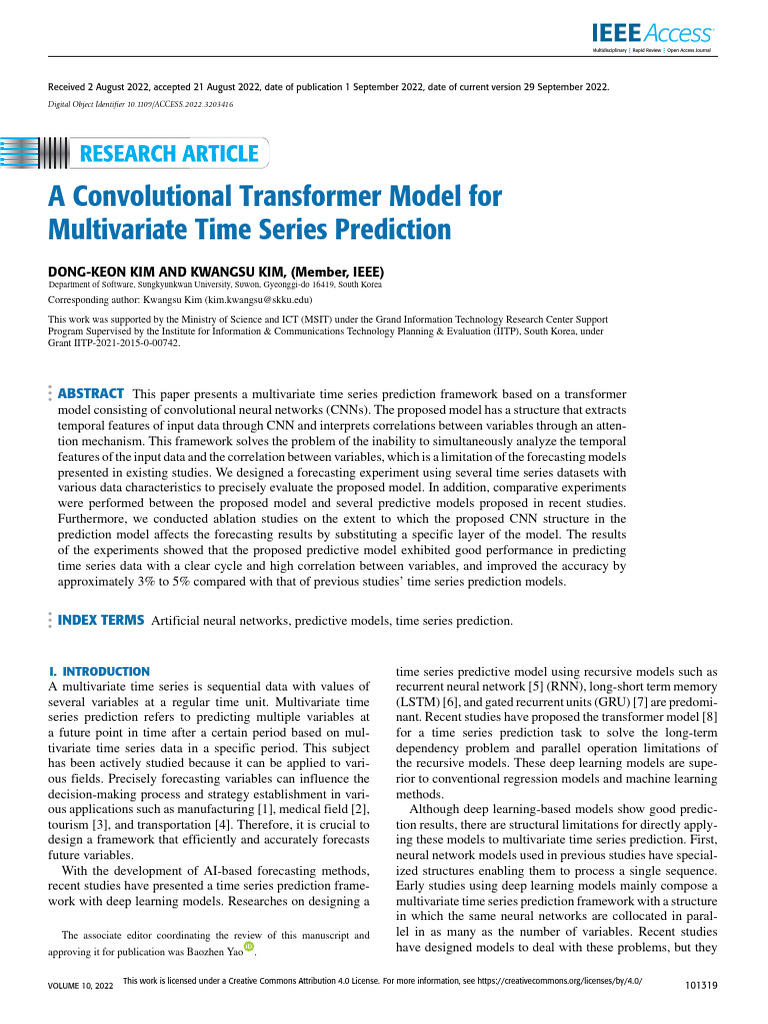 A Convolutional Transformer Model for Multivariate Time Series ...