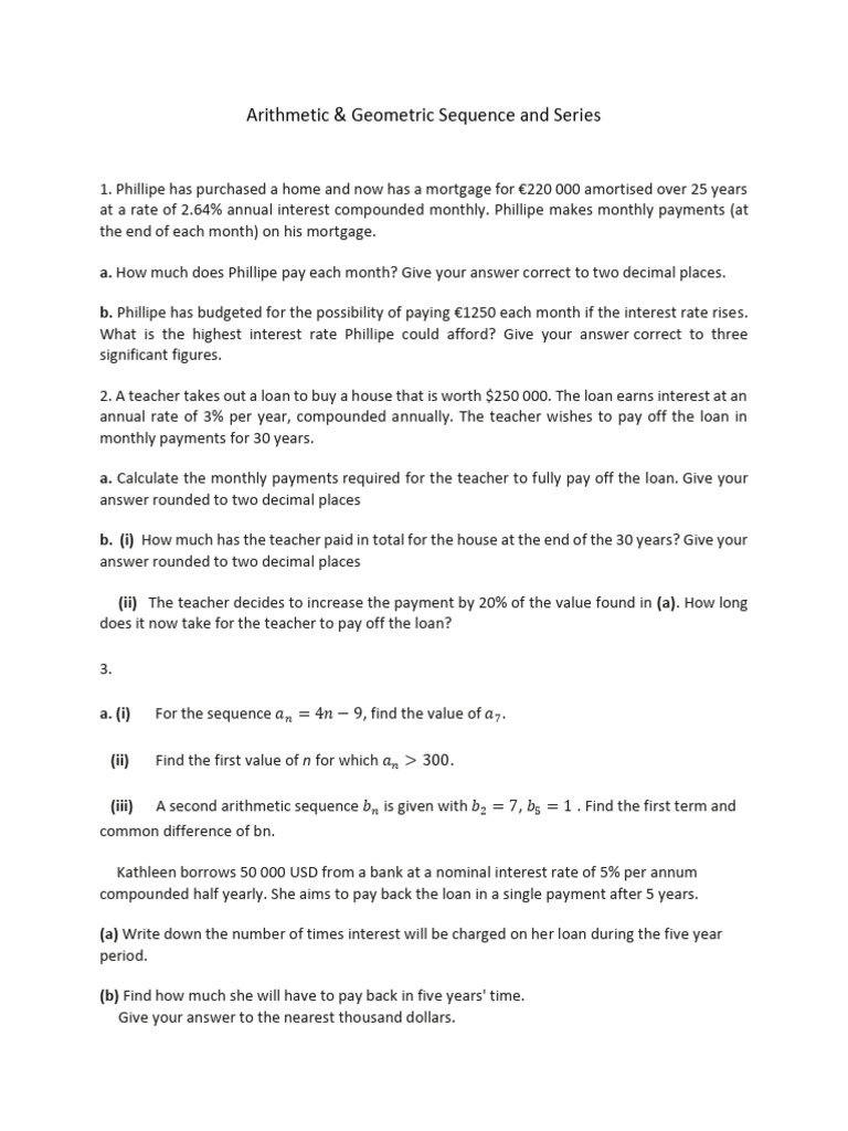 DP 1 AP GP Worksheet-HL (1) | PDF | Interest | Mortgages