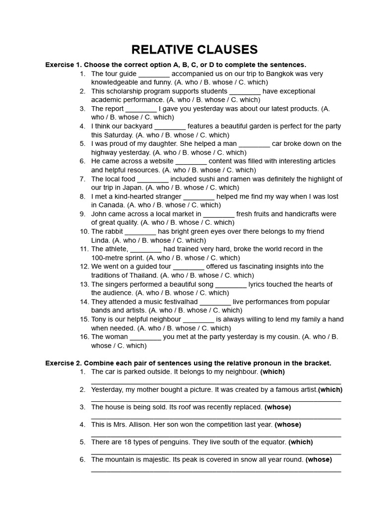 BT Grammar Relative Clauses | PDF | Multilingualism | First Language