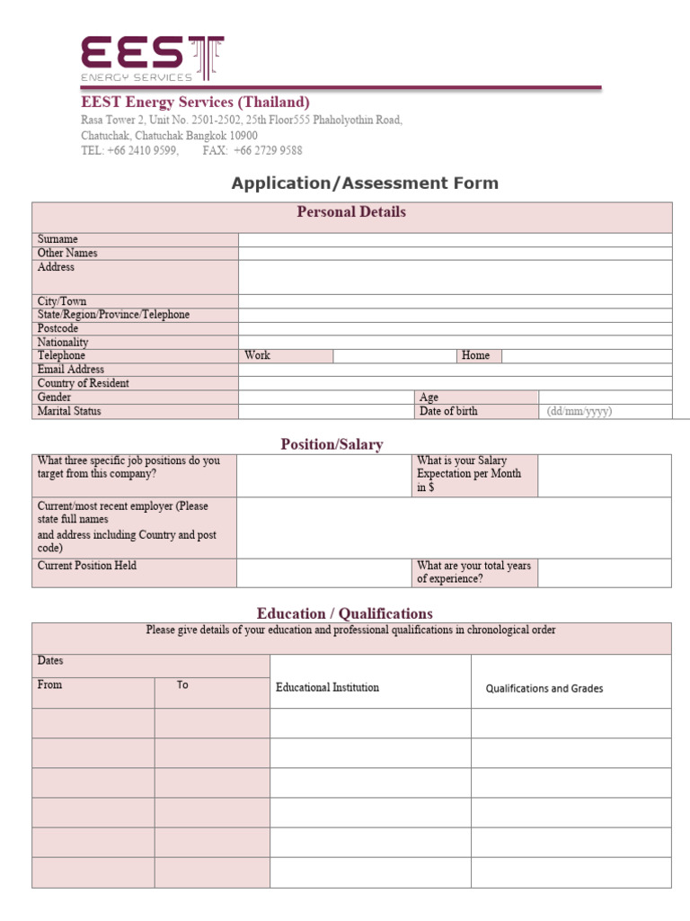 EEST Energy Assessment Form | PDF