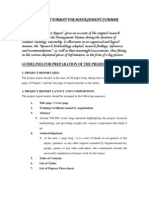 Project Report Format for Management Summer Trainees