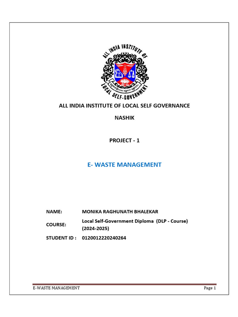 Project 1- E Waste | PDF | Electronic Waste | Waste Management