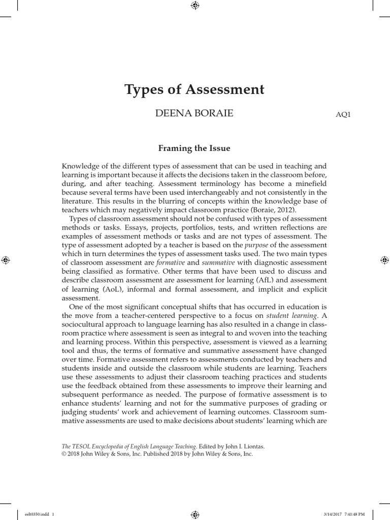 Types of Assessment Wiley Deena Bora i e | PDF | Educational Assessment ...