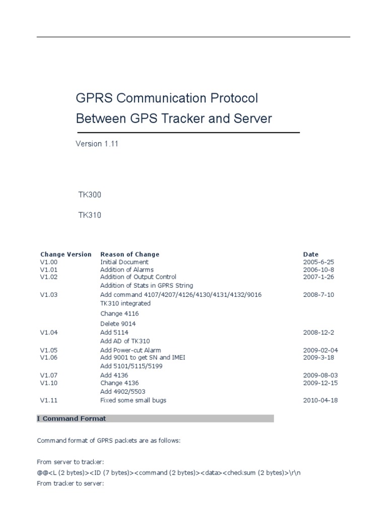GPRS Protocol for GPS Tracker Communication | PDF | Network Packet ...