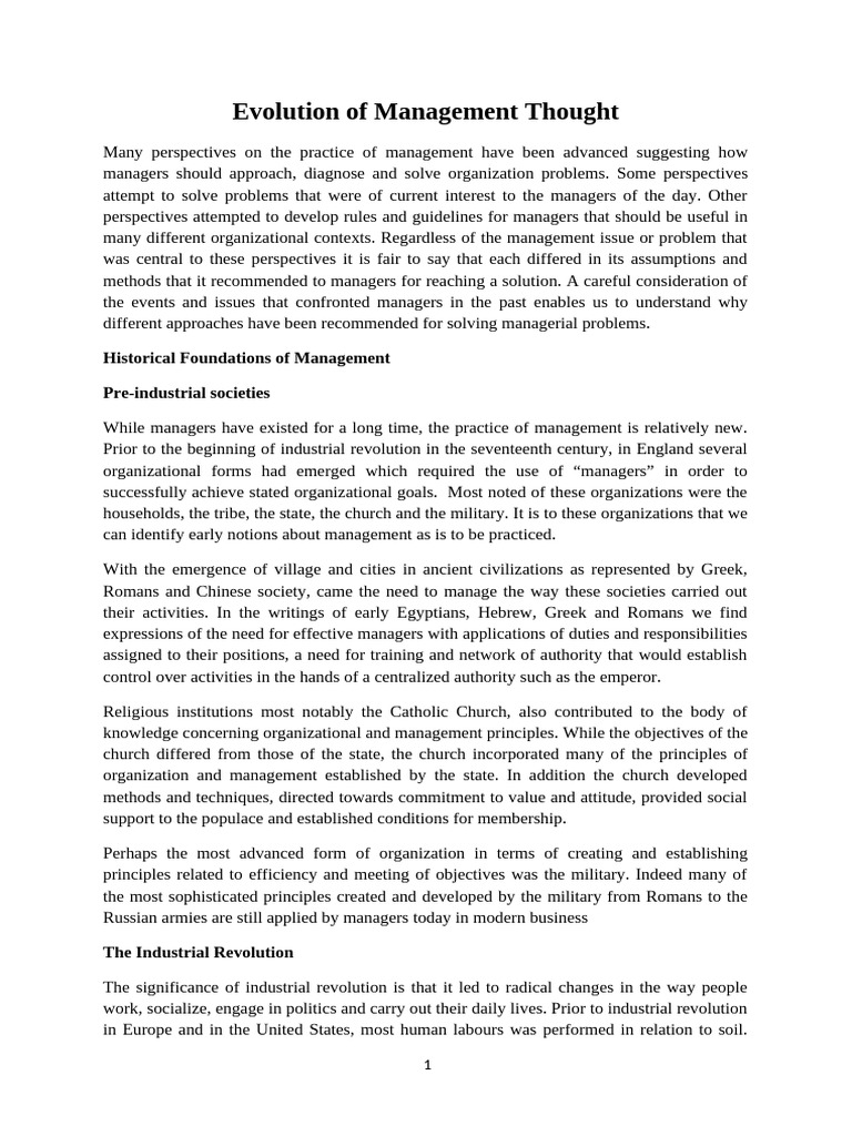Evolution of Management Thought | PDF | System | Motivation