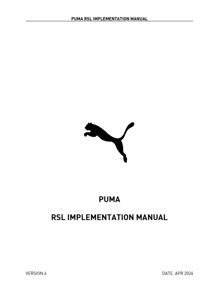 PUMA RSL Implementation Manual - Version 4 - 2026 | PDF | Regulatory ...