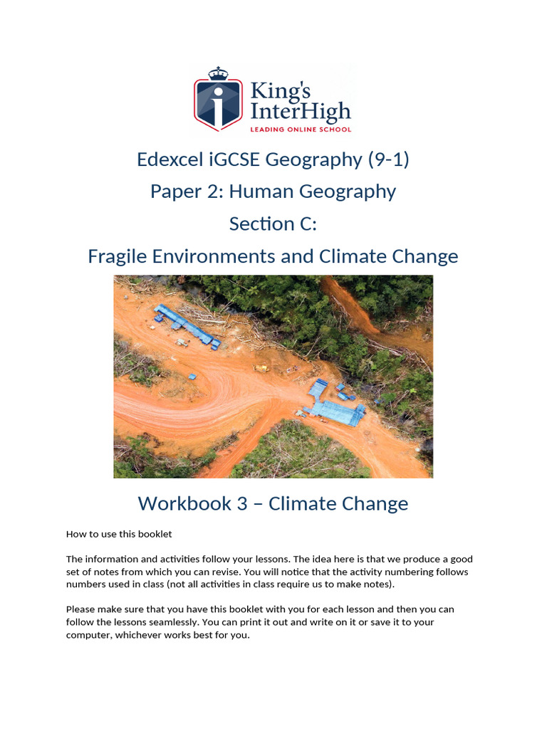 Student Workbook for Part 3 of Fragile Environments and Climate Change ...