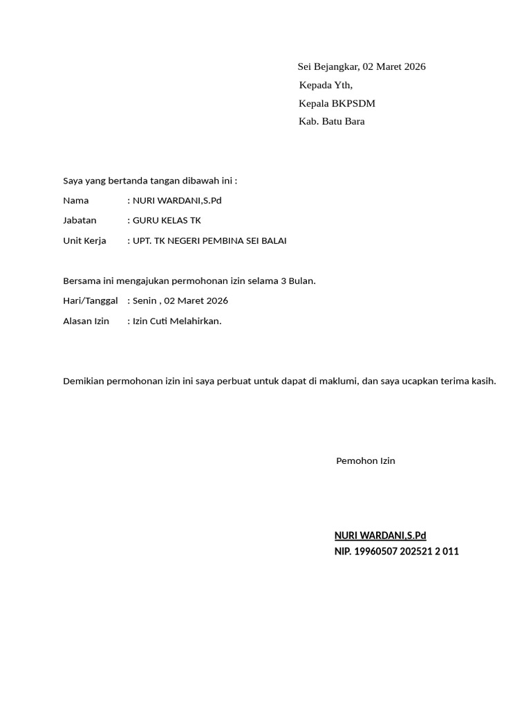 Format Surat Izin Pegawai | PDF