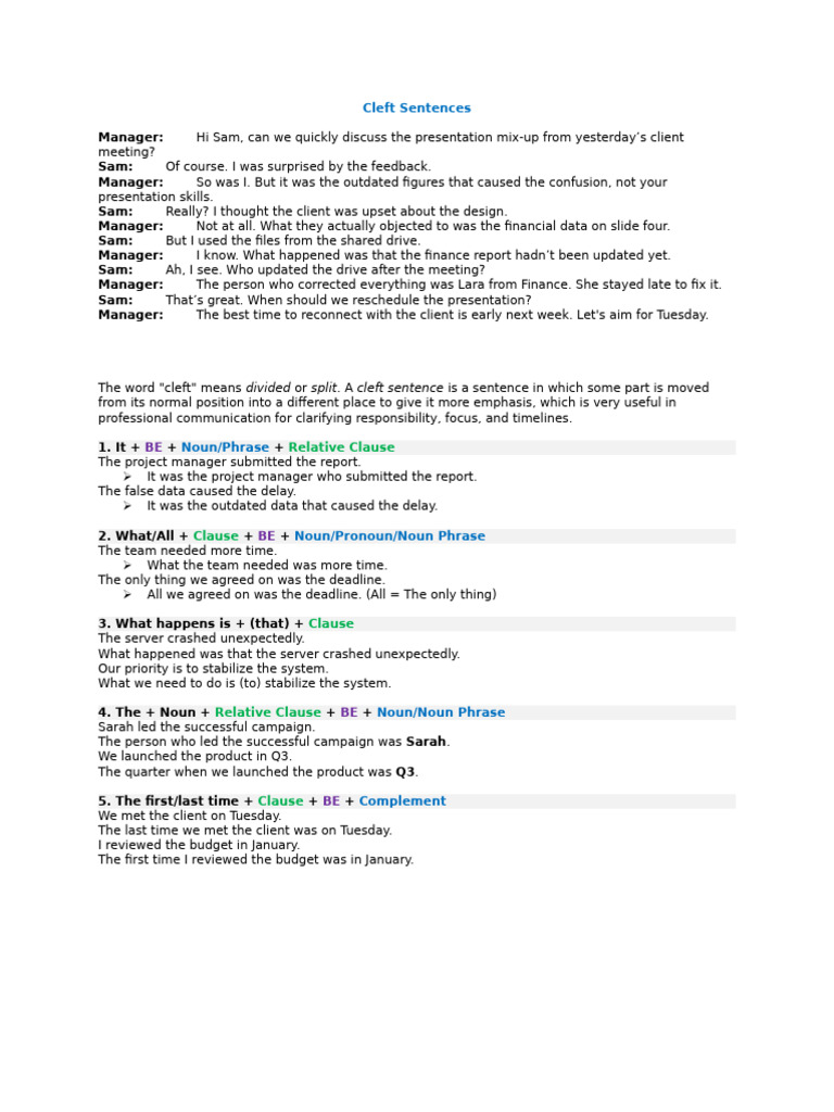 Cleft Sentences | PDF
