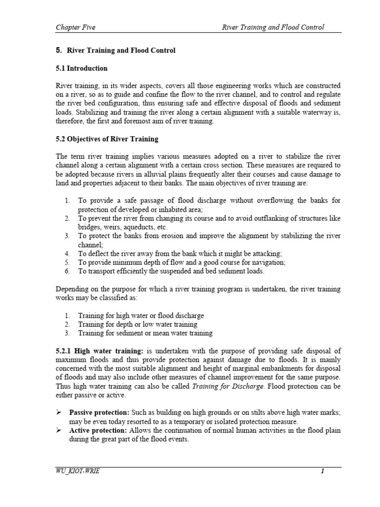 Lecturenote - 26043514chapter Five - River Training and Flood Control ...