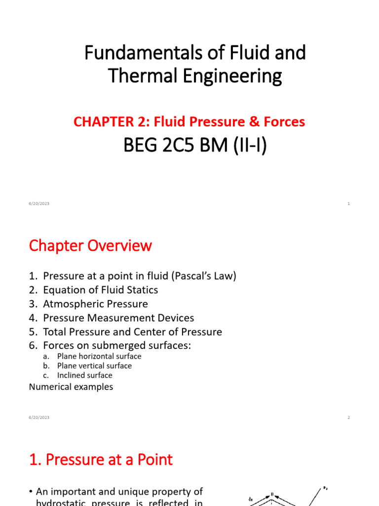 Fluid Mechanics Chap 2_pressure | PDF | Pressure Measurement | Pressure