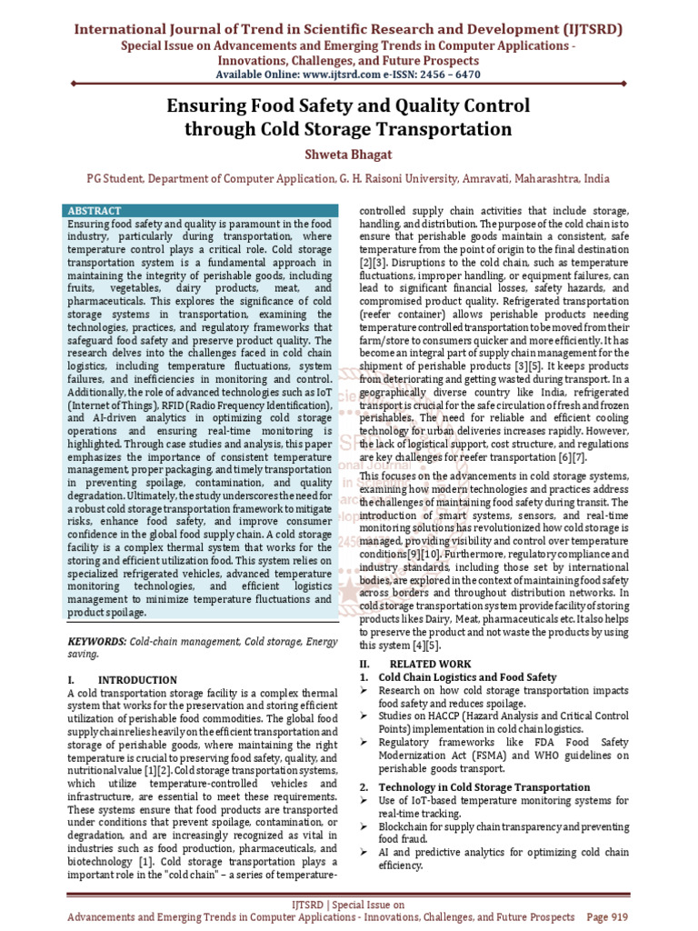 Ensuring Food Safety and Quality Control through Cold Storage ...