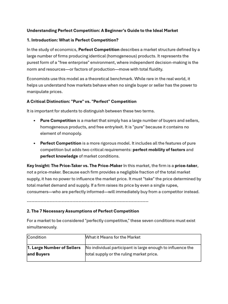 Understanding Perfect Competition | PDF | Perfect Competition | Profit ...