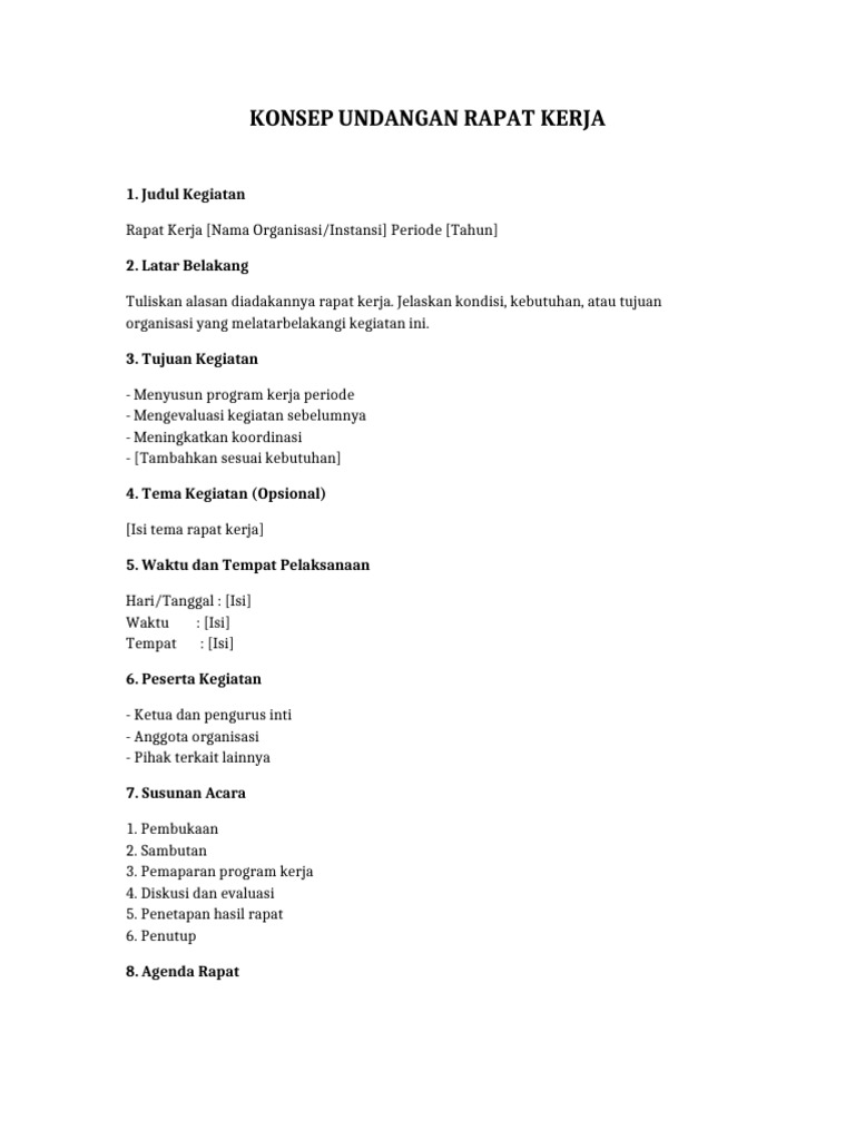 Konsep Undangan Rapat Kerja | PDF
