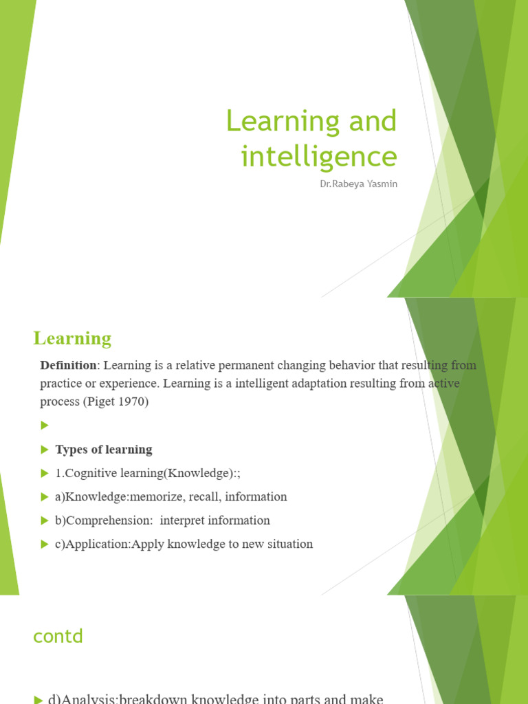 Learning and Inteligence | PDF | Learning | Intelligence