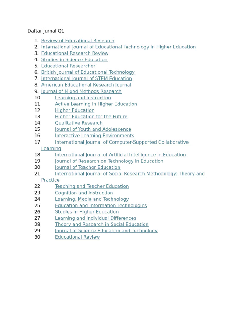 Daftar Jurnal Q1 | PDF