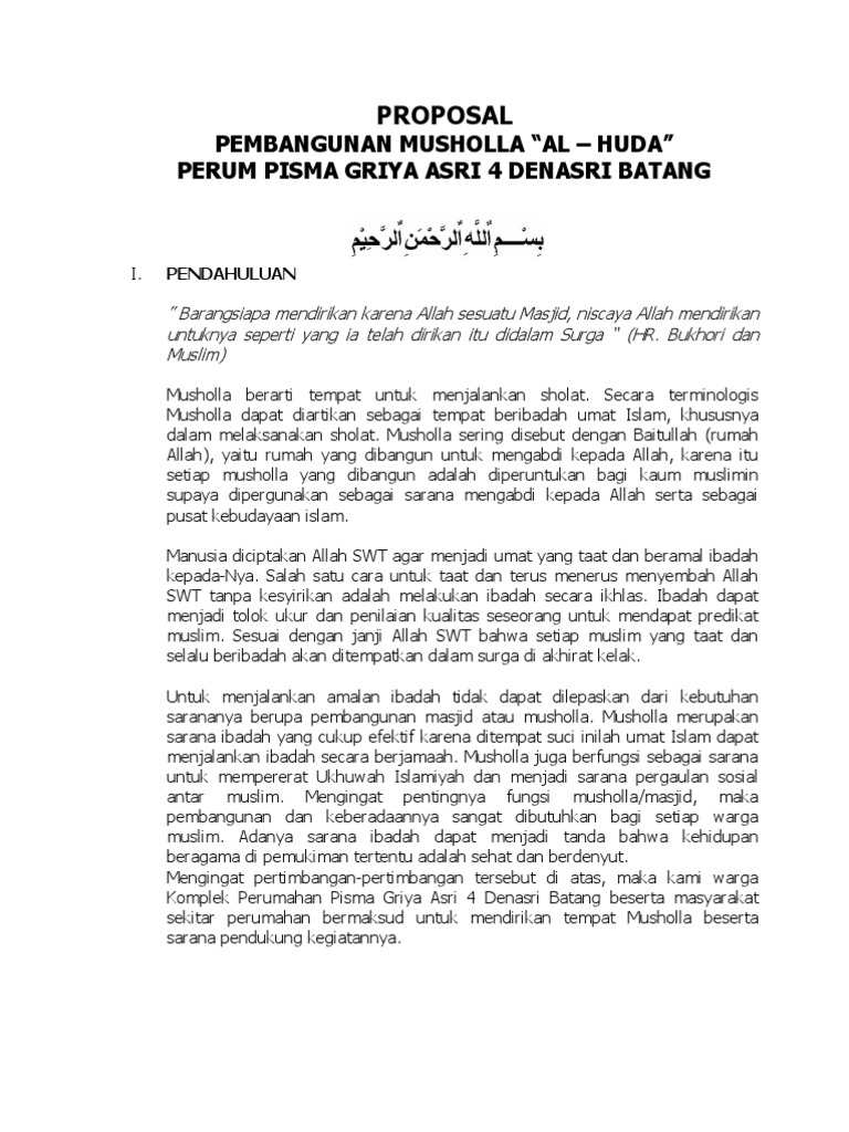 Proposal Pembangunan Musholla