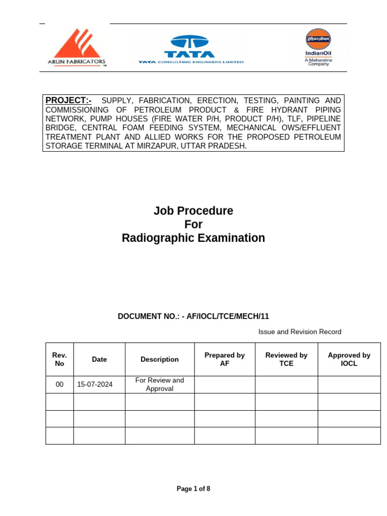 Pipe Line Radiography Procedure | PDF | Radiography | Radiation