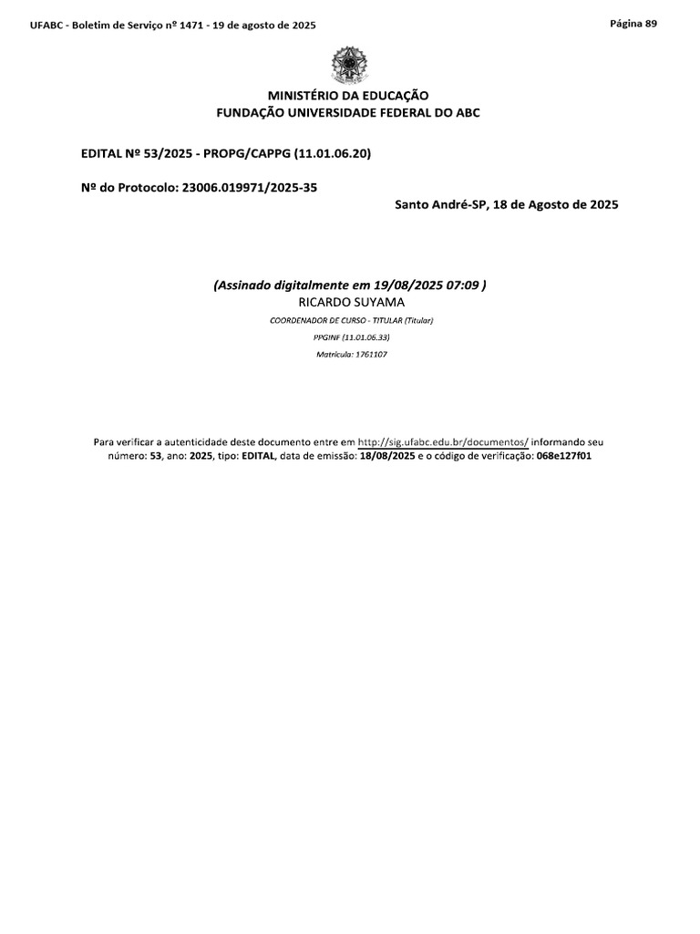 Edital 53-2025 AR Mestrado INF 2026 1 BS 1471 | PDF | Pós-graduação ...