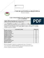 Bilancio previsionale 2012 del Comune di Altavilla Silentina