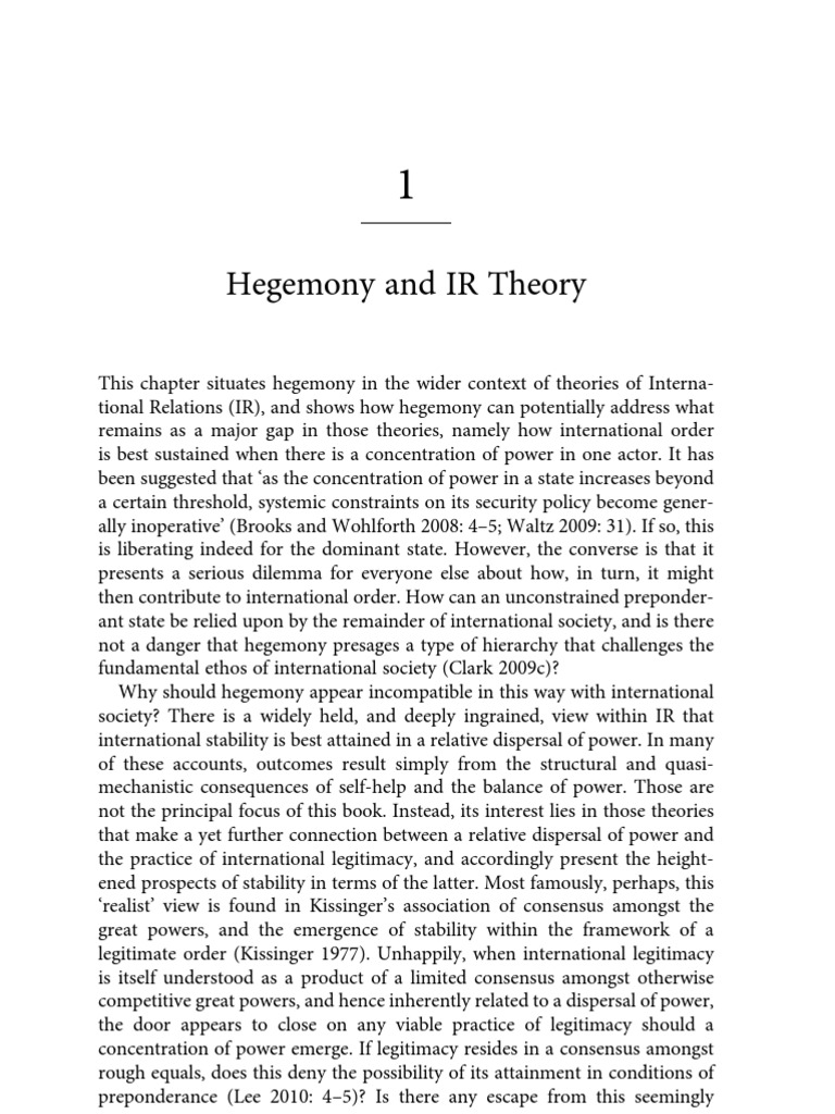 Hegemony's Role in International Relations | PDF | Hegemony ...