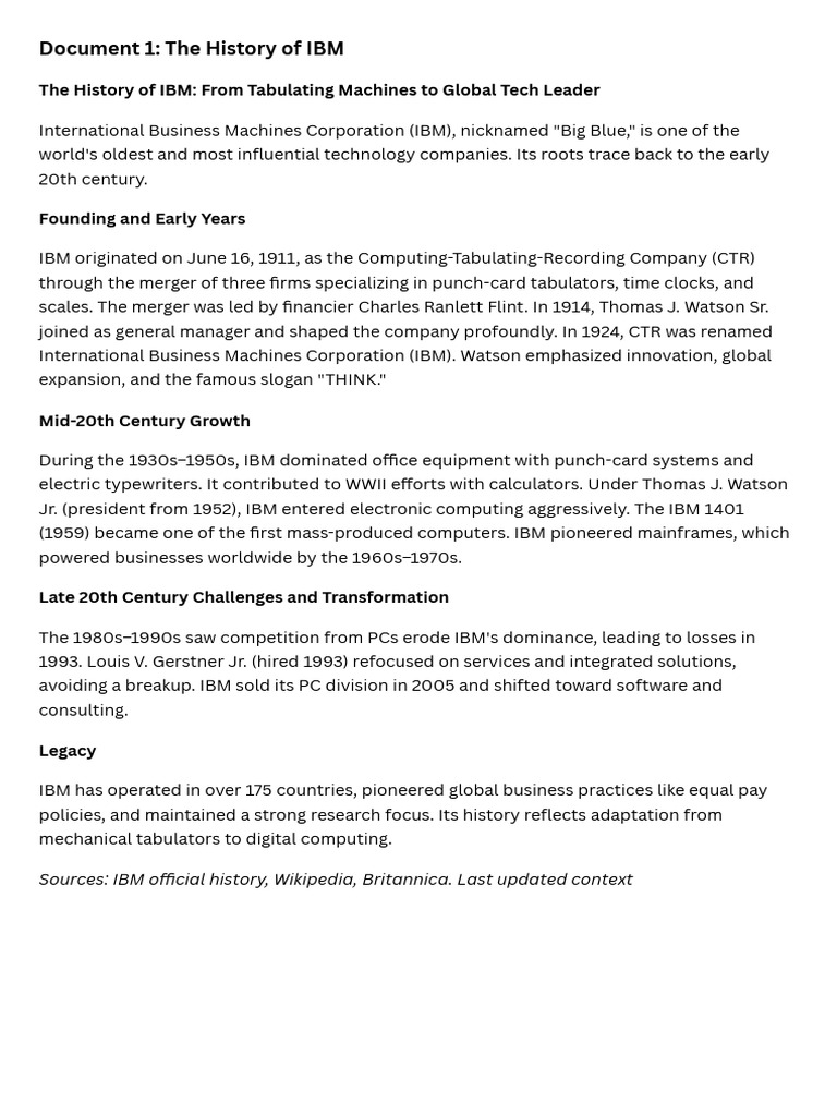Sources IBM Official History, Wikipedia, Britannica. Last Updated ...