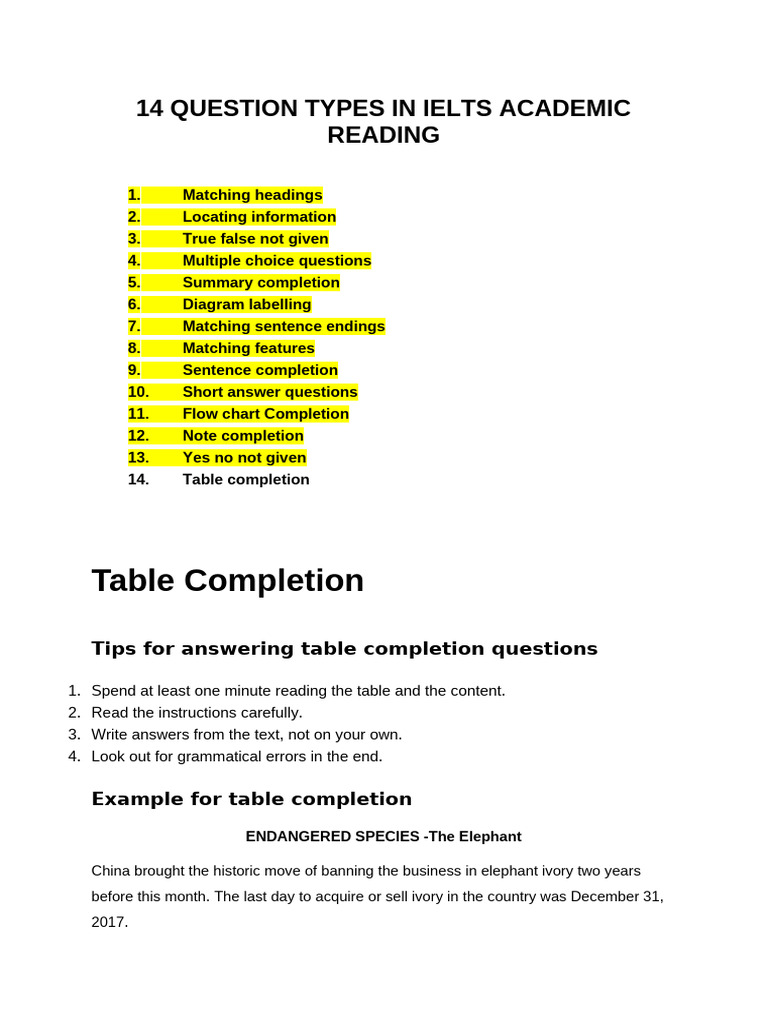 14 Table Completion WITH ANSWERS | PDF | Earth Sciences | Natural ...