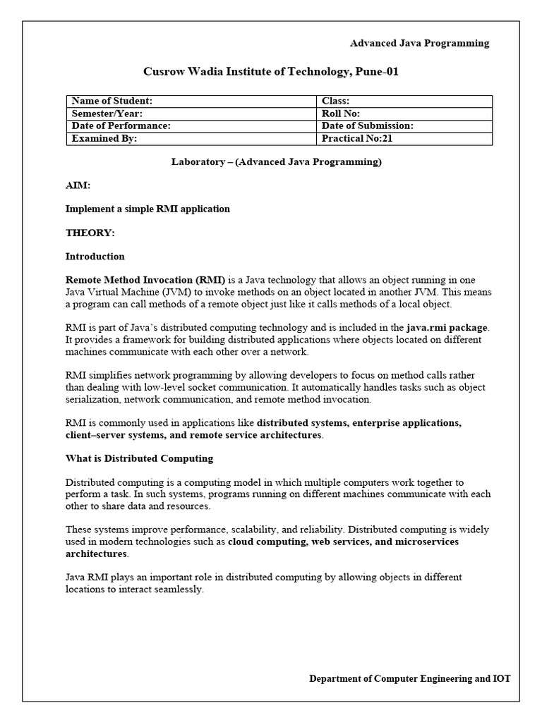 AJP Practical 21 | PDF | Java (Programming Language) | Method (Computer ...