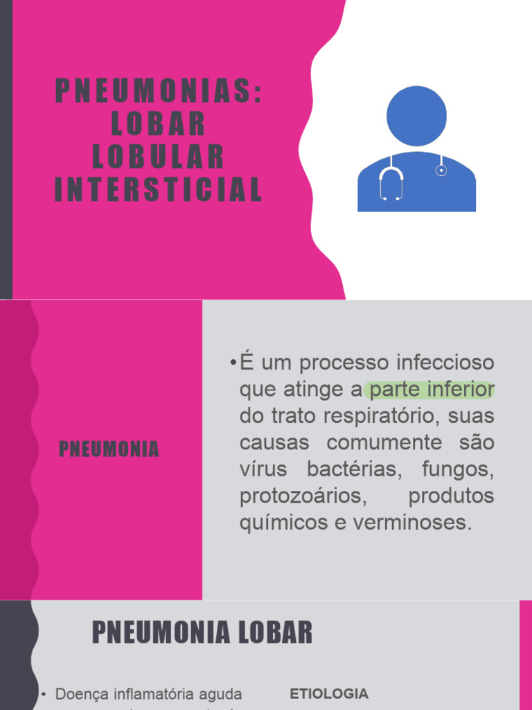 Pneumonias Lobar, Lobular e Intersticial | PDF | Pneumonia | Doenças e ...