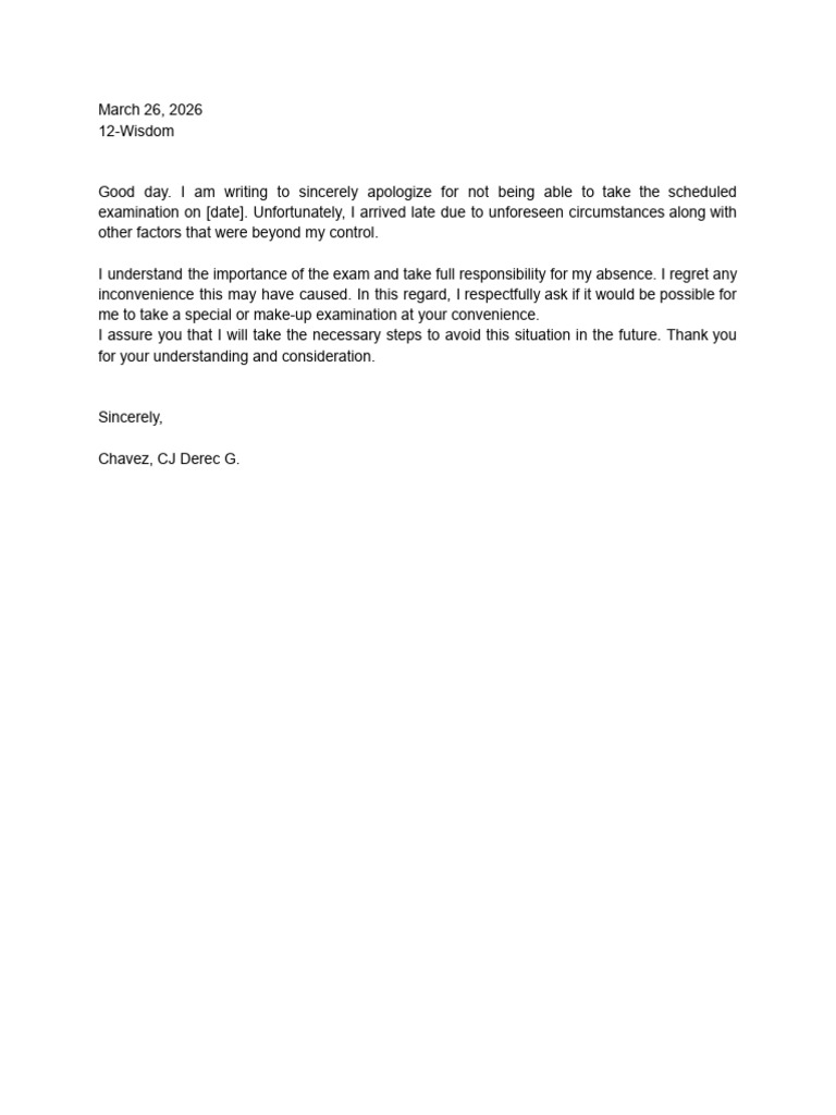 Excuse Letter | PDF