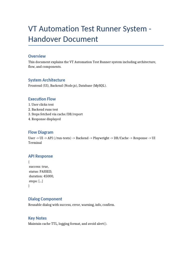 VT Automation Handover | PDF
