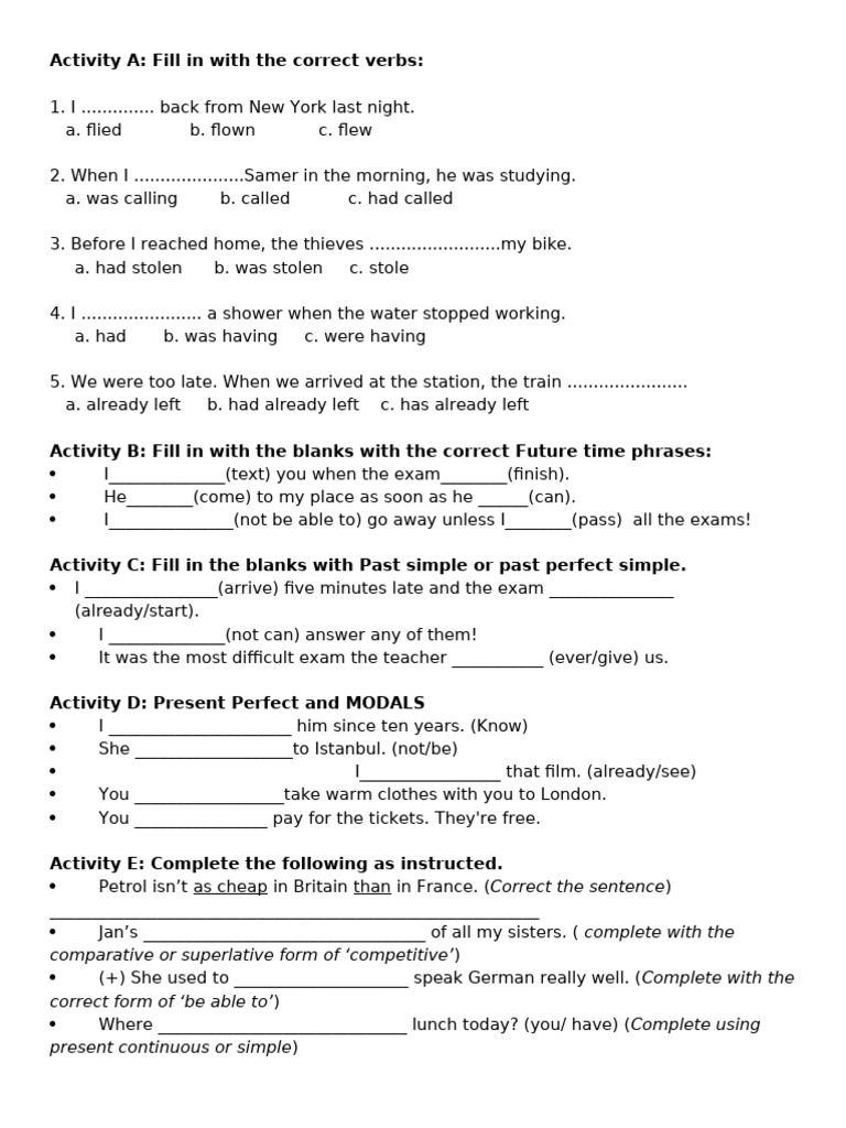 Revision of Tenses Teens 4 | PDF | Language Mechanics | Syntax