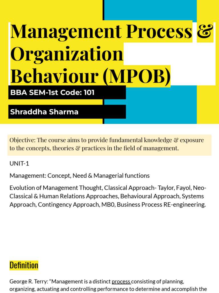 Management Process & Organization Behaviour (MPOB) | PDF | System ...