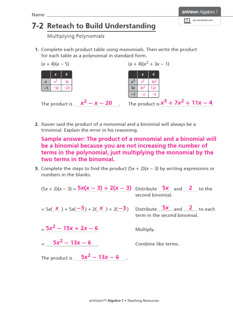 L7.2 Reteach- AK | PDF
