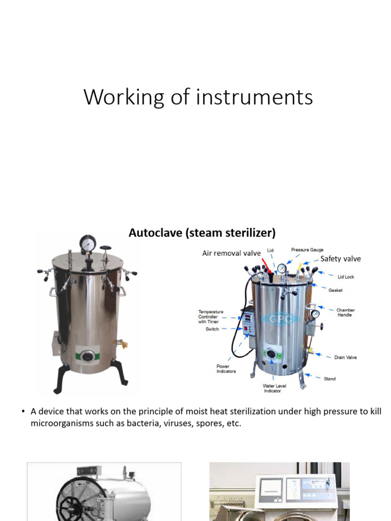 1. Working of Instruments | PDF | Sterilization (Microbiology) | Bacteria