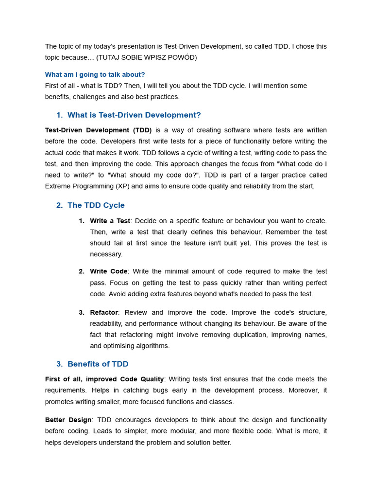Test Driven Development | PDF | Test Driven Development | Technology ...