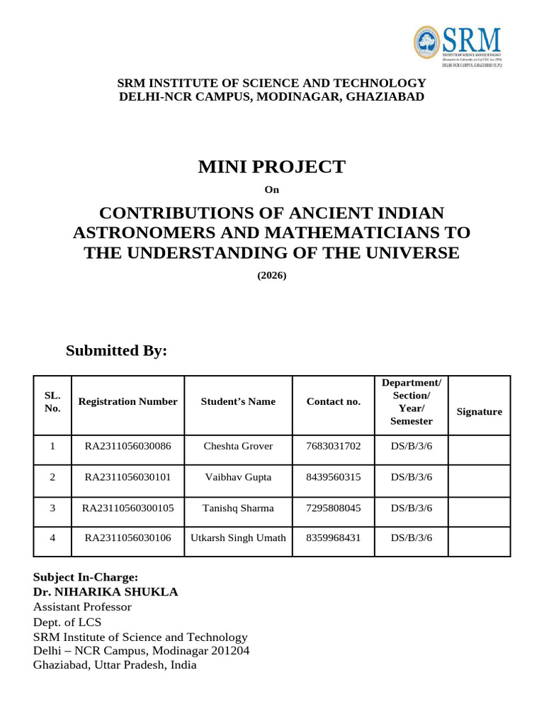Mini Project Format 2025-26 Copy | PDF | Science