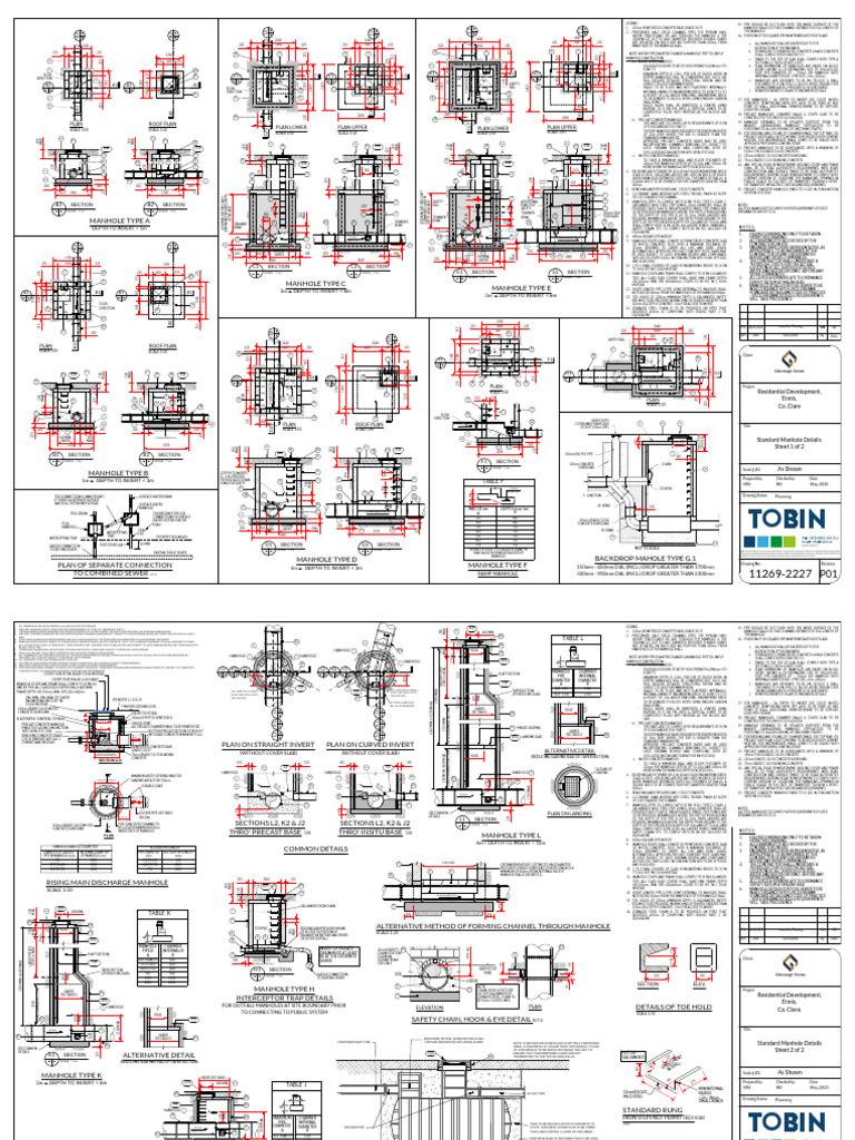 Standard Manhole Details Sheet 1 to 2 | PDF | Pipe (Fluid Conveyance ...