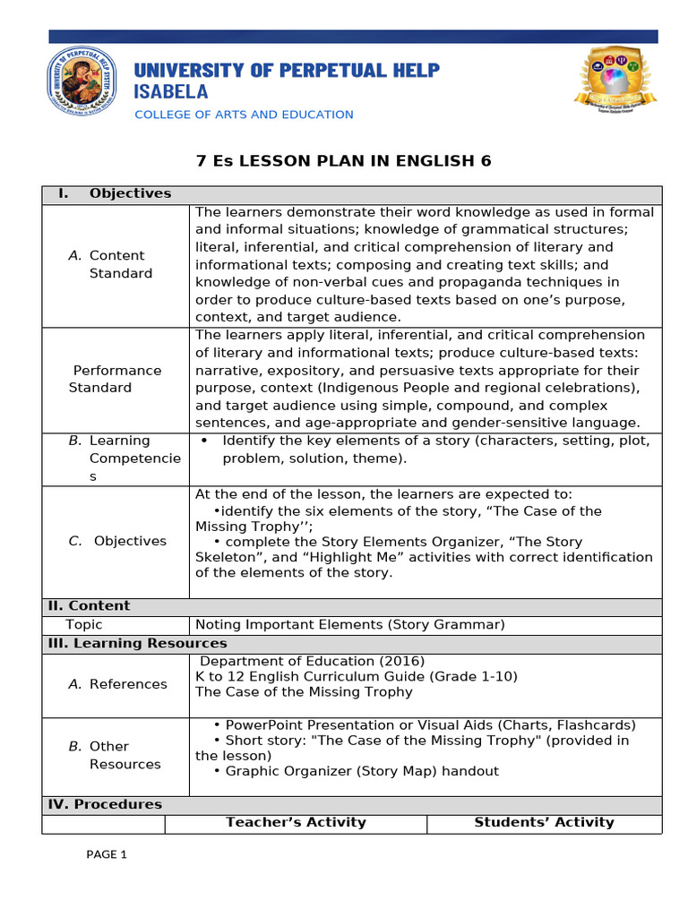 7 Es Lesson Plan Sir Gerald 1 | PDF | Lesson Plan | Learning