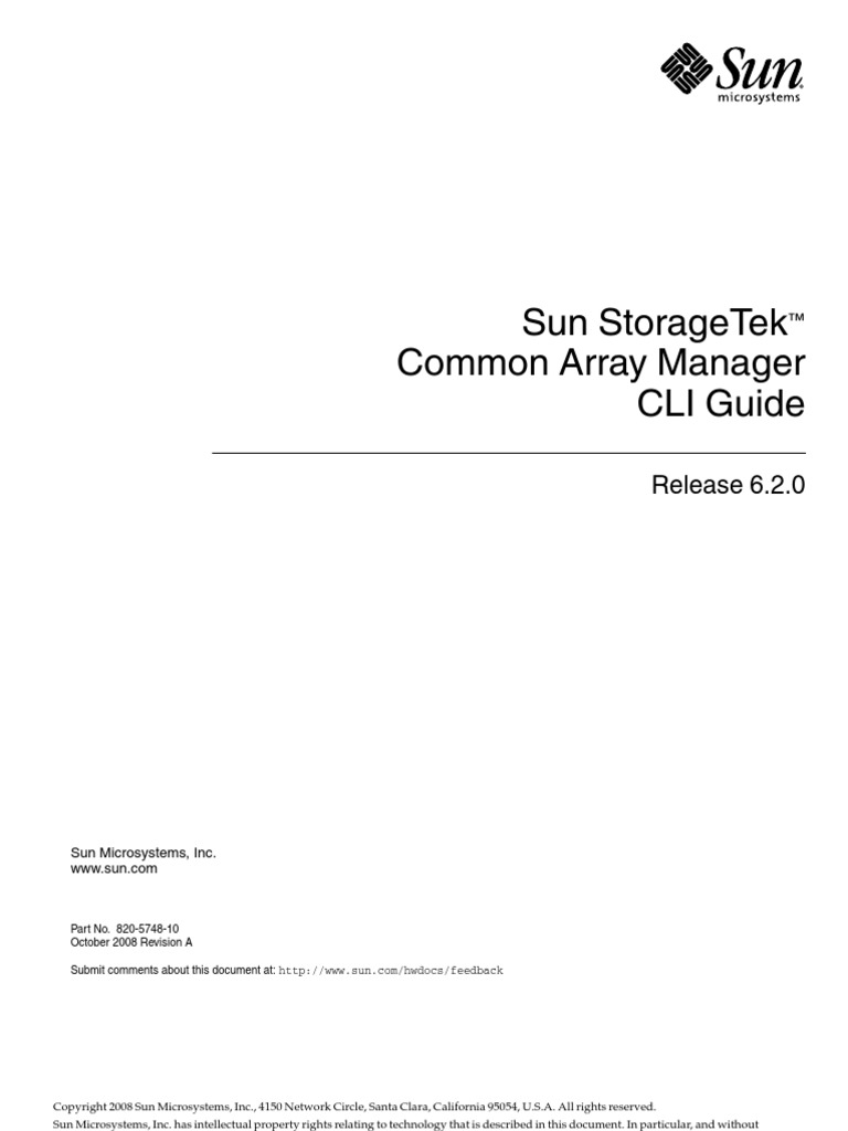 Sun StorageTek Common Array Manager CLI Guide | PDF