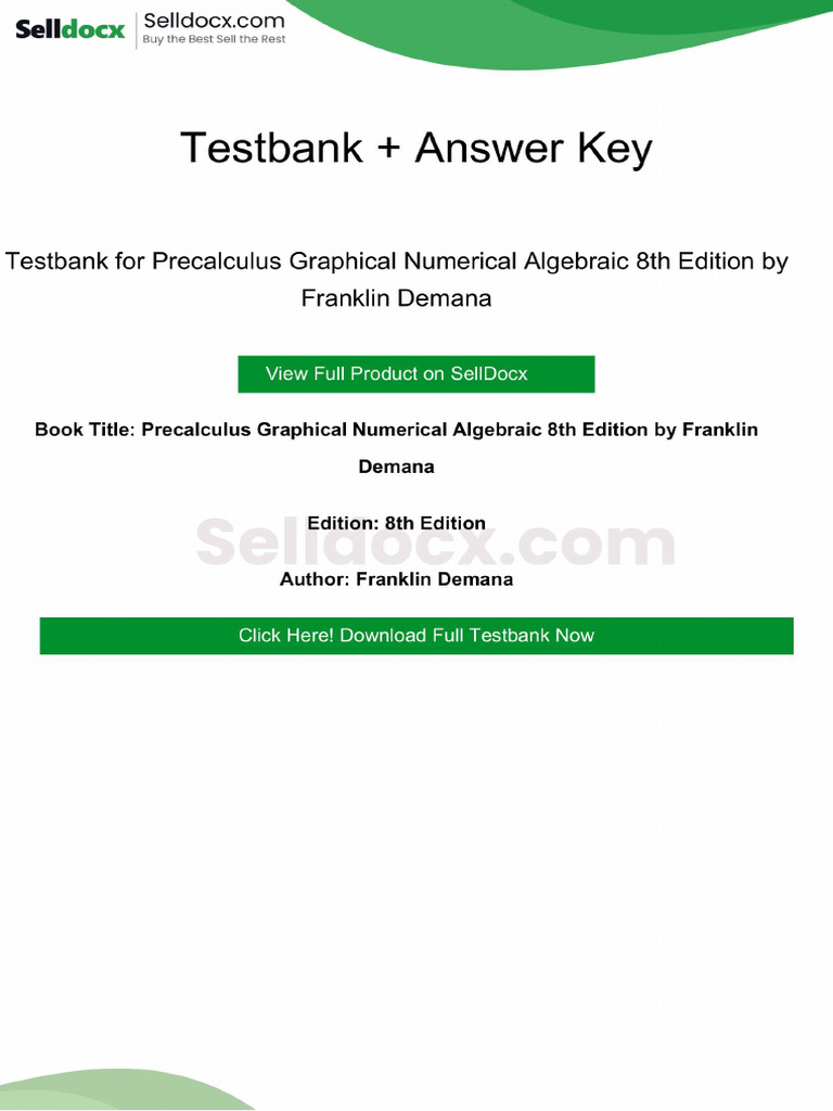 Precalculus Graphical Numerical Algebraic 8th Edition Solution Manual | PDF